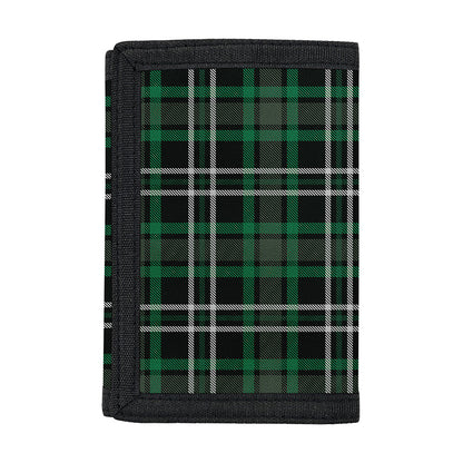 Green Black And White Tartan Print Trifold Wallet