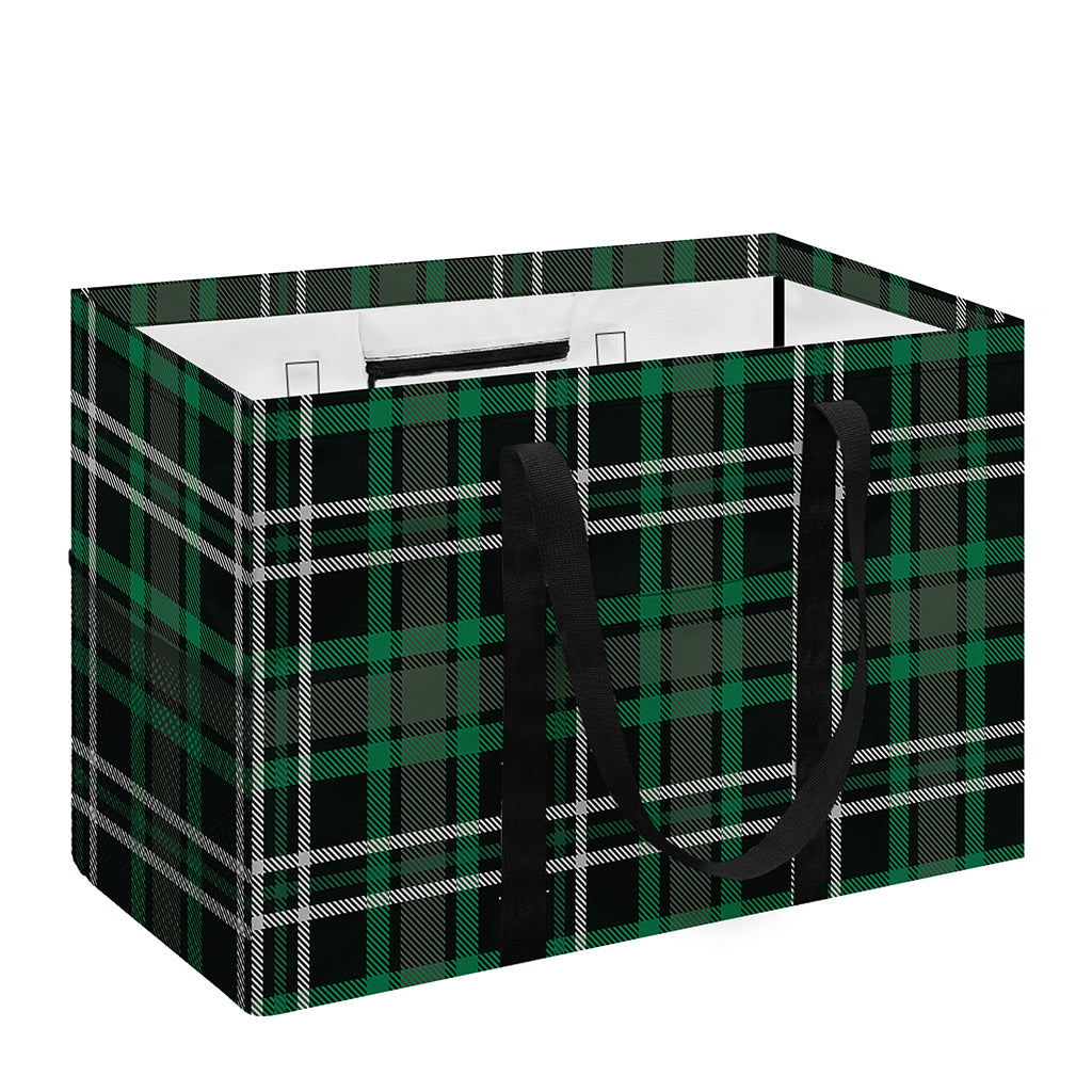Green Black And White Tartan Print Utility Tote Bag