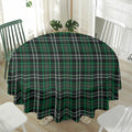 Green Black And White Tartan Print Waterproof Round Tablecloth
