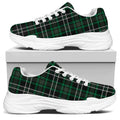 Green Black And White Tartan Print White Chunky Shoes
