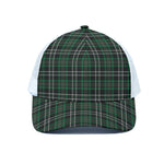 Green Black And White Tartan Print White Mesh Trucker Cap