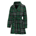Green Black And White Tartan Print Women's Bathrobe