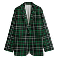 Green Black And White Tartan Print Women's Blazer