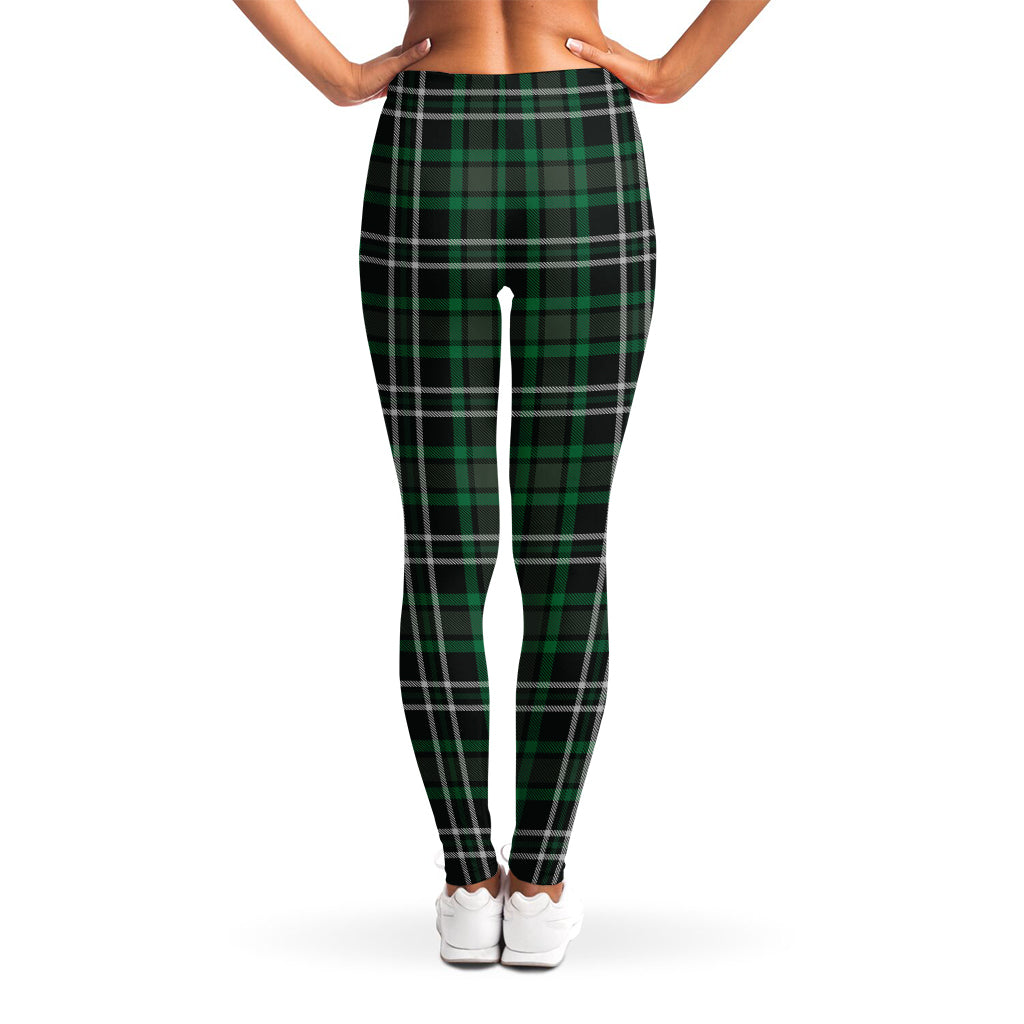 Green Black And White Tartan Print Women's Leggings