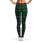 Green Black And White Tartan Print Women's Leggings