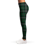 Green Black And White Tartan Print Women's Leggings
