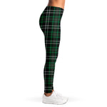 Green Black And White Tartan Print Women's Leggings