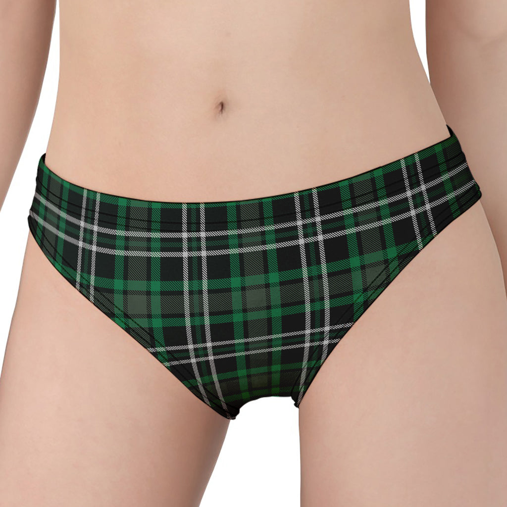 Green Black And White Tartan Print Women's Panties