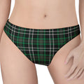 Green Black And White Tartan Print Women's Thong