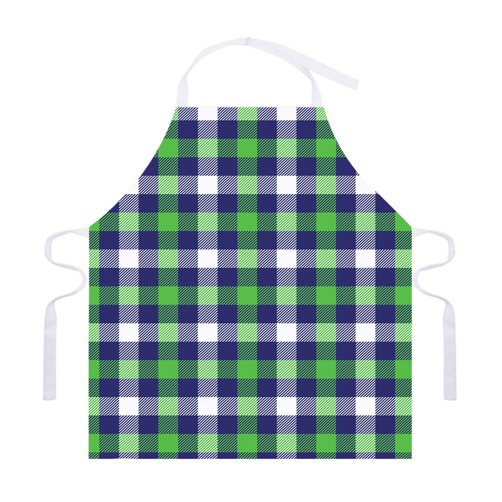 Green Blue And White Buffalo Plaid Print Adjustable Apron