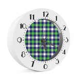 Green Blue And White Buffalo Plaid Print Alarm Clock