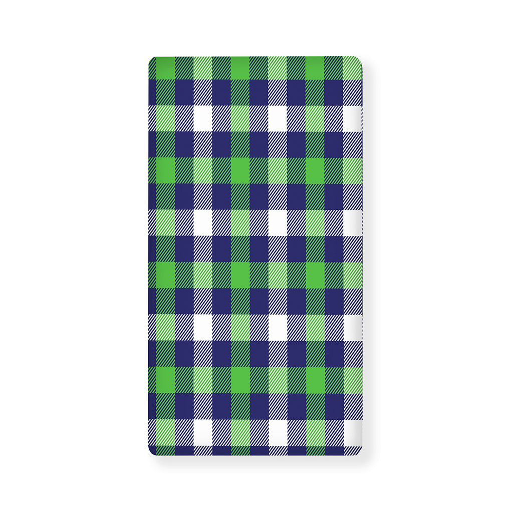 Green Blue And White Buffalo Plaid Print Baby Crib Sheet