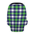 Green Blue And White Buffalo Plaid Print Baby Seat Cover