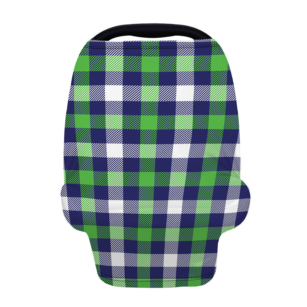 Green Blue And White Buffalo Plaid Print Baby Seat Cover