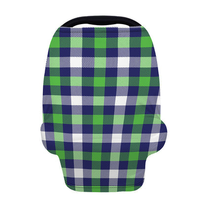 Green Blue And White Buffalo Plaid Print Baby Seat Cover