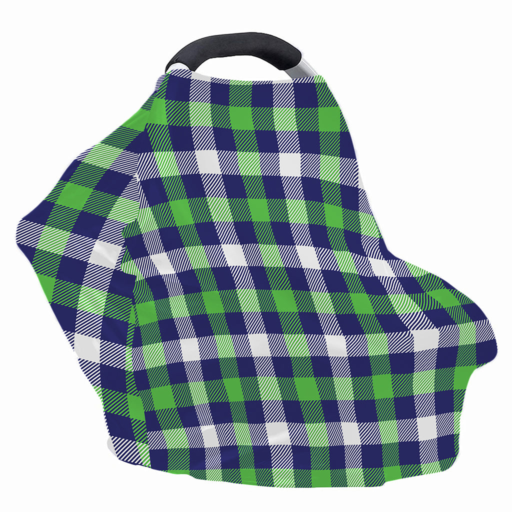 Green Blue And White Buffalo Plaid Print Baby Seat Cover