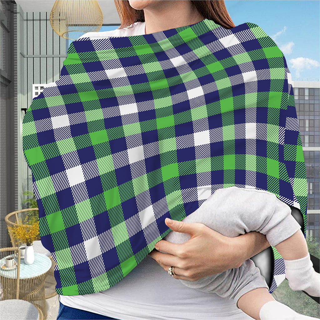 Green Blue And White Buffalo Plaid Print Baby Seat Cover