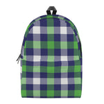 Green Blue And White Buffalo Plaid Print Backpack