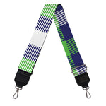 Green Blue And White Buffalo Plaid Print Bag Strap