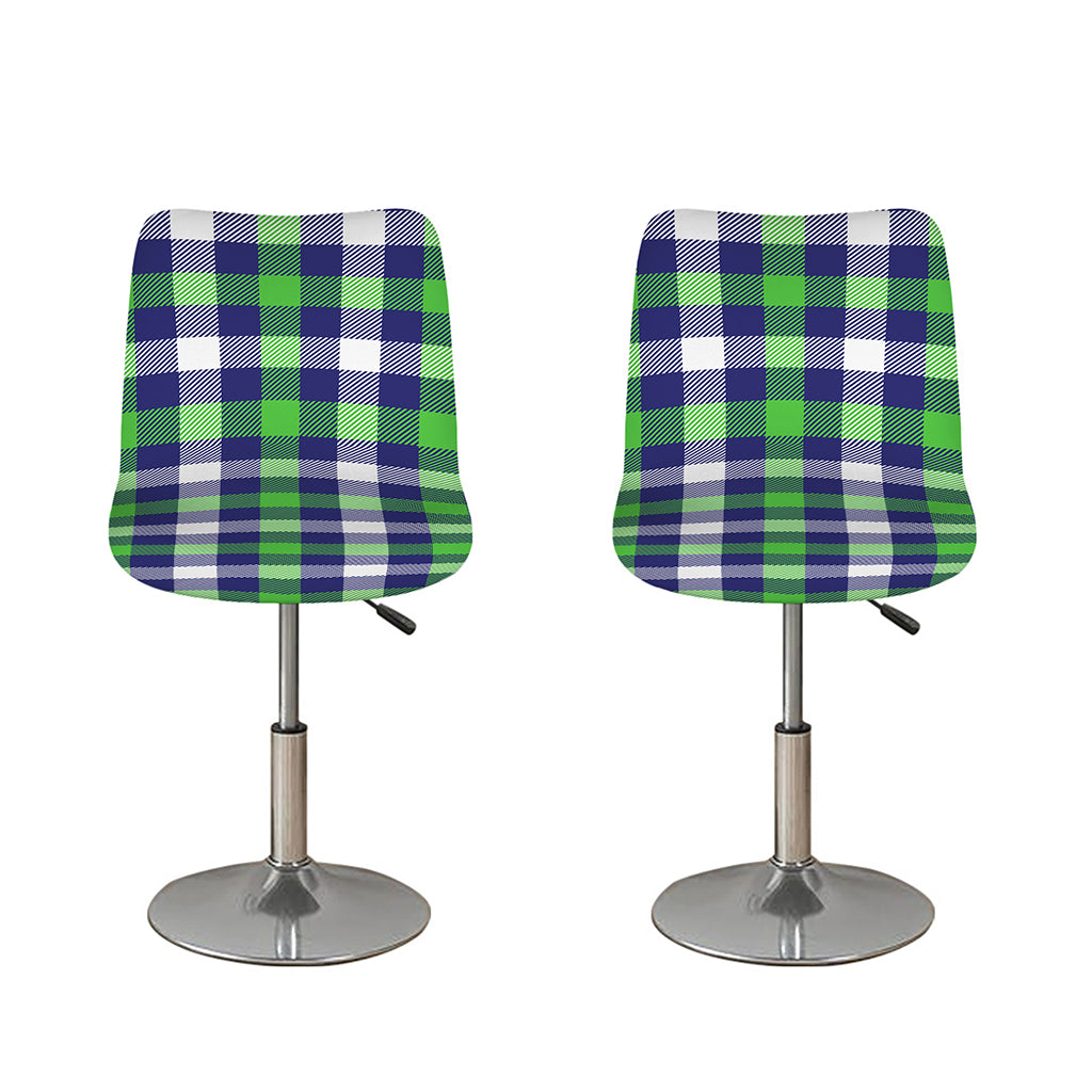 Green Blue And White Buffalo Plaid Print Bar Stool Covers