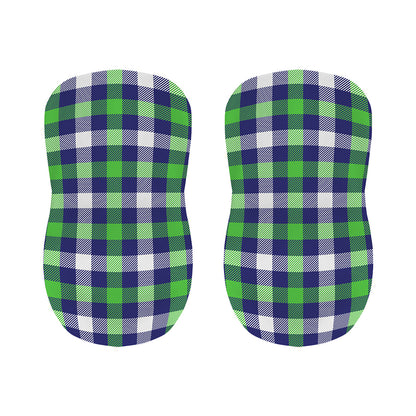 Green Blue And White Buffalo Plaid Print Bar Stool Covers