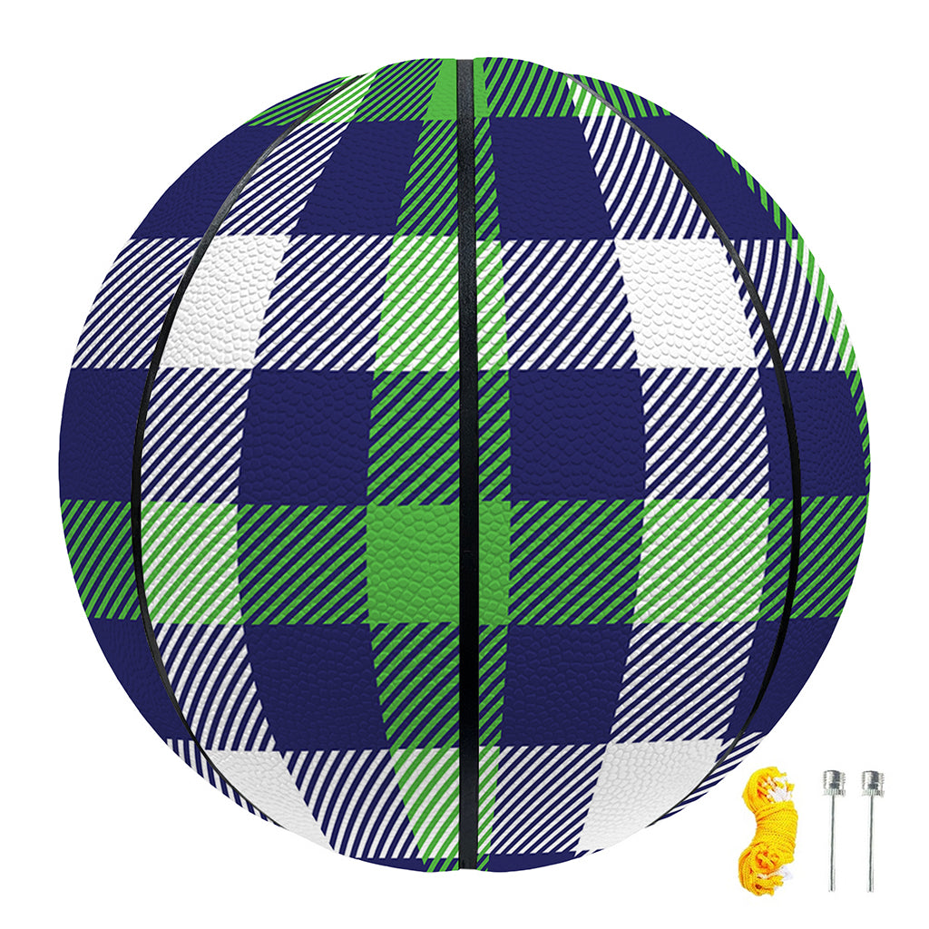 Green Blue And White Buffalo Plaid Print Basketball