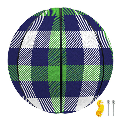 Green Blue And White Buffalo Plaid Print Basketball