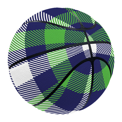 Green Blue And White Buffalo Plaid Print Basketball