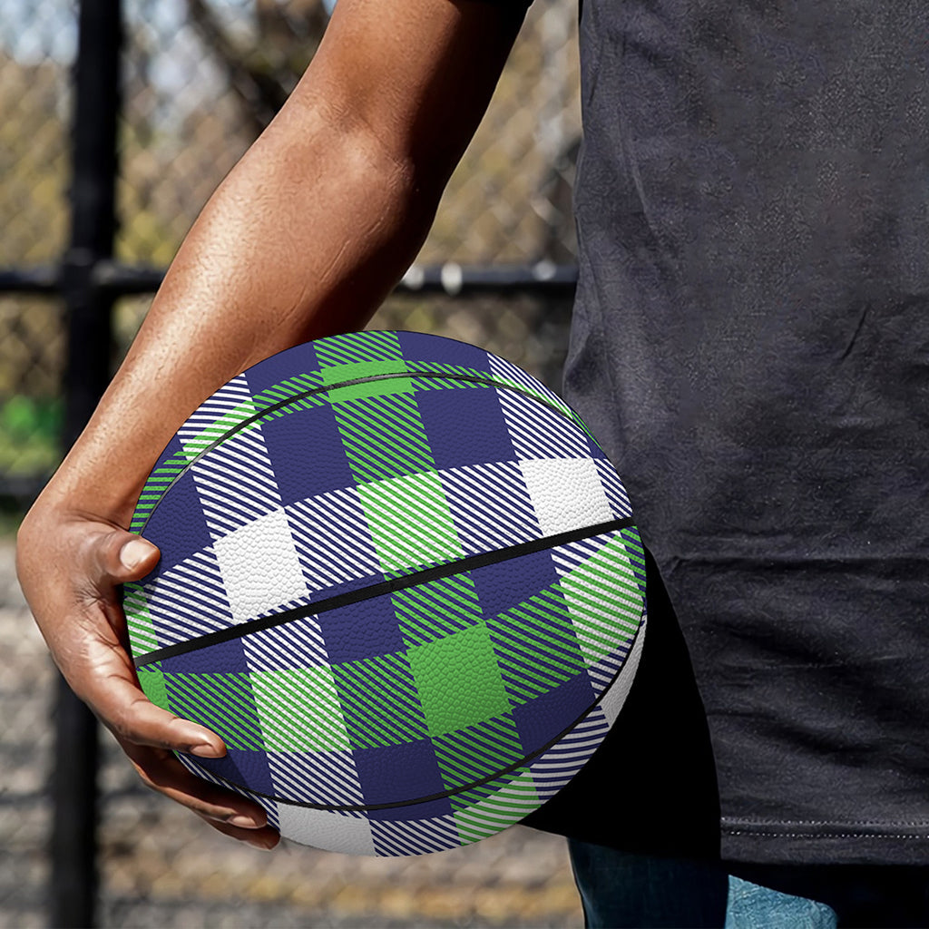 Green Blue And White Buffalo Plaid Print Basketball
