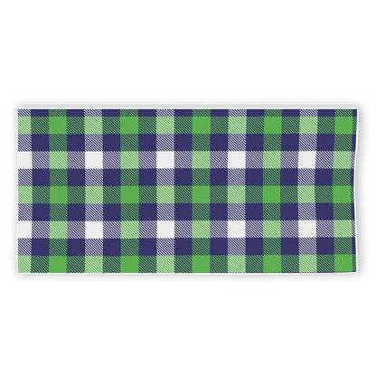 Green Blue And White Buffalo Plaid Print Beach Towel