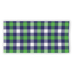 Green Blue And White Buffalo Plaid Print Beach Towel