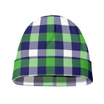 Green Blue And White Buffalo Plaid Print Beanie