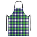 Green Blue And White Buffalo Plaid Print Bib Apron With Pocket