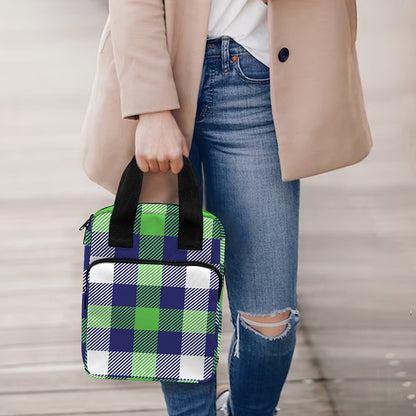 Green Blue And White Buffalo Plaid Print Bible Tote Bag