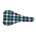 Green Blue And White Buffalo Plaid Print Bicycle Seat Cover