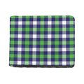 Green Blue And White Buffalo Plaid Print Bifold Wallet