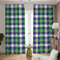 Green Blue And White Buffalo Plaid Print Dimout Pencil Pleat Curtains