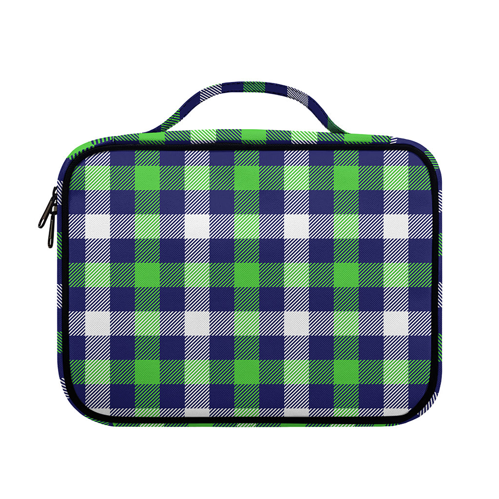 Green Blue And White Buffalo Plaid Print Briefcase Bible Bag