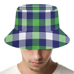 Green Blue And White Buffalo Plaid Print Bucket Hat