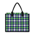Green Blue And White Buffalo Plaid Print Canvas Tote Bag