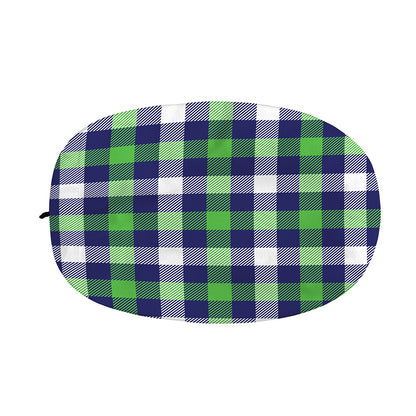 Green Blue And White Buffalo Plaid Print Car Side Mirror Covers