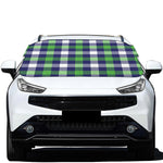 Green Blue And White Buffalo Plaid Print Car Windshield Snow Cover