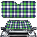 Green Blue And White Buffalo Plaid Print Car Windshield Sun Shade