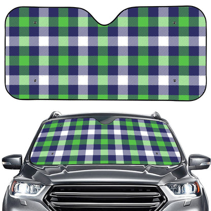 Green Blue And White Buffalo Plaid Print Car Windshield Sun Shade