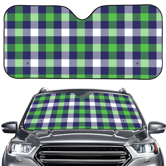 Green Blue And White Buffalo Plaid Print Car Windshield Sun Shade