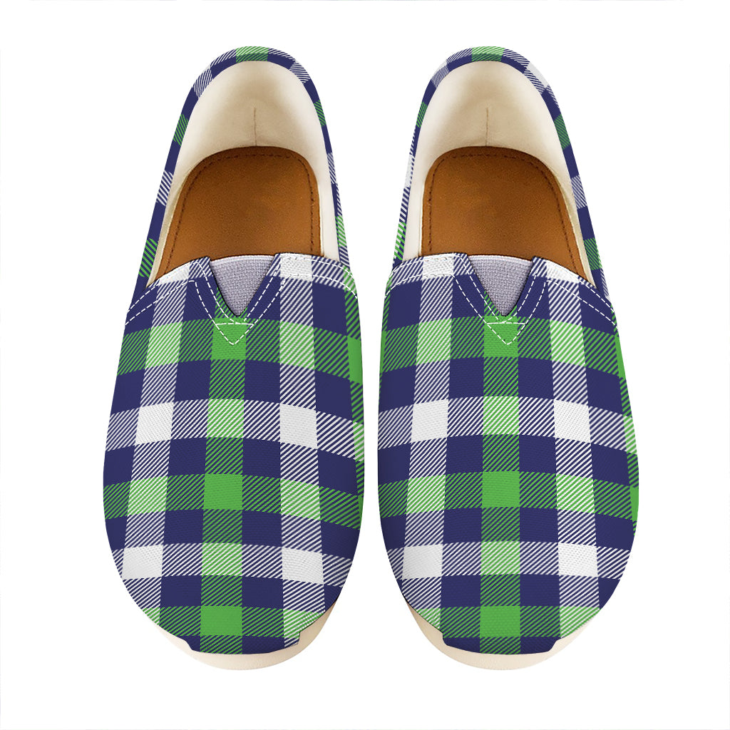 Green Blue And White Buffalo Plaid Print Casual Shoes