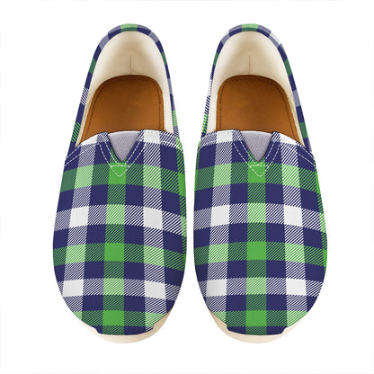 Green Blue And White Buffalo Plaid Print Casual Shoes