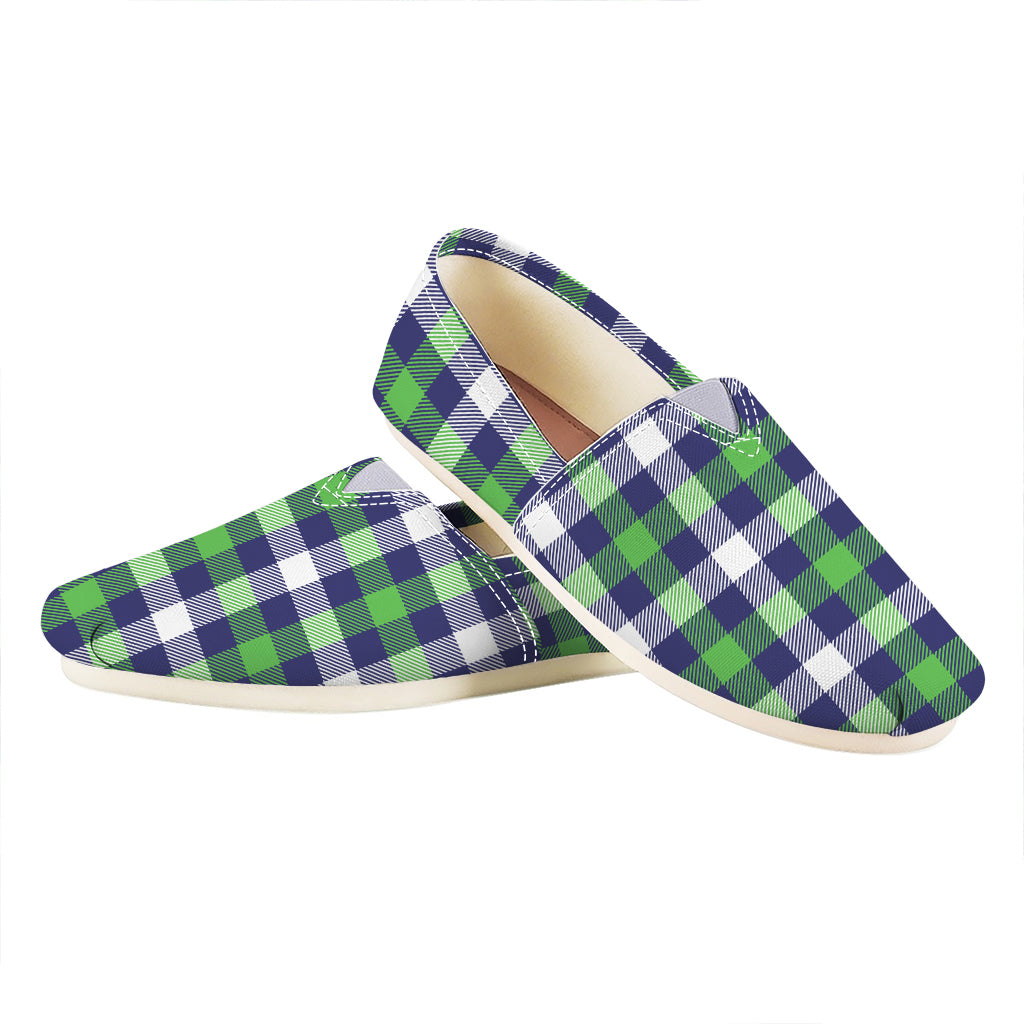 Green Blue And White Buffalo Plaid Print Casual Shoes
