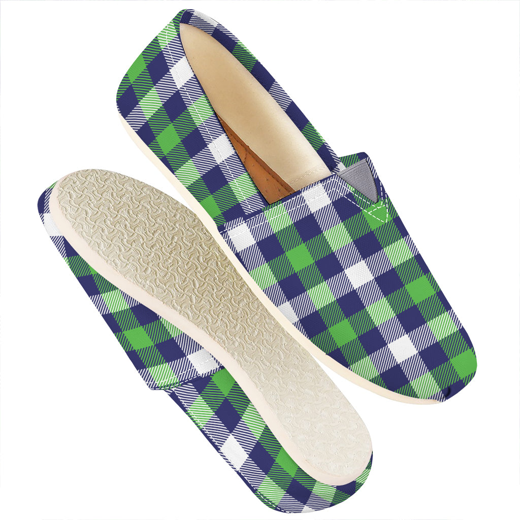 Green Blue And White Buffalo Plaid Print Casual Shoes