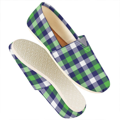 Green Blue And White Buffalo Plaid Print Casual Shoes